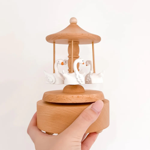 Heirloom Wooden Musical Carousel - Swan