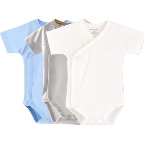 Baby Boys Girls Short Sleeves Kimono Clothes Cotton Baby Side-Snap Bodysuit Pack of Baby Layette Set