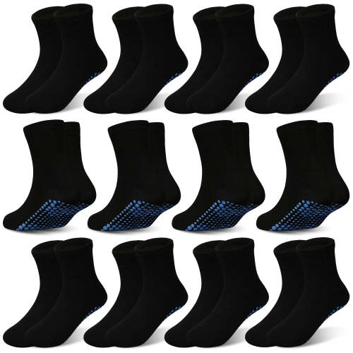 Non Slip Grip Socks Kids Anti-Skid Socks 12 Pairs for 1-7T Baby Toddler Boys and Girls