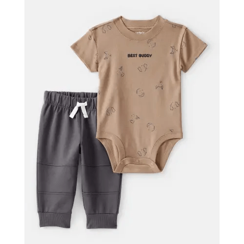 Baby Boy 'Best Buddy' Bodysuit & Jogger Set - Brown | Carter's