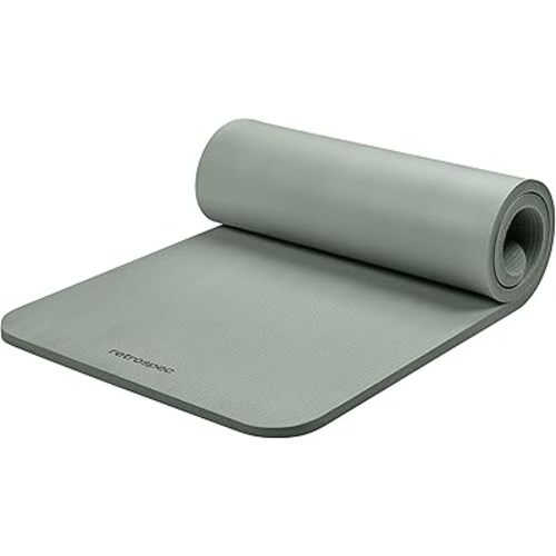 Retrospec Solana Yoga Mat 1" Thick w/Nylon Strap for Men & Women - Non Slip Exercise Mat for Home Yoga, Pilates, Stretching, Floor & Fitness Workouts
