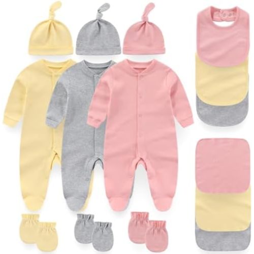 Unisex Newborn baby clothes Boy Girl Clothes Sets Cotton Long Sleeve Romper Jumpsuits 15-Pieces Outfits