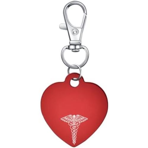 Medical Alert Tag Keychain for Woman With Free Emergency Medic ID Dog Tag Charm Keychain for Bags Cloth Accessories