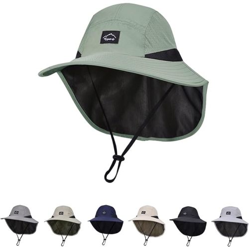 Outdoor Kids Sun Hat with Neck Flap UPF 50+ Quick Dry Beach Hats for Baby Boys Girls Age 2-12 Years Adjustable