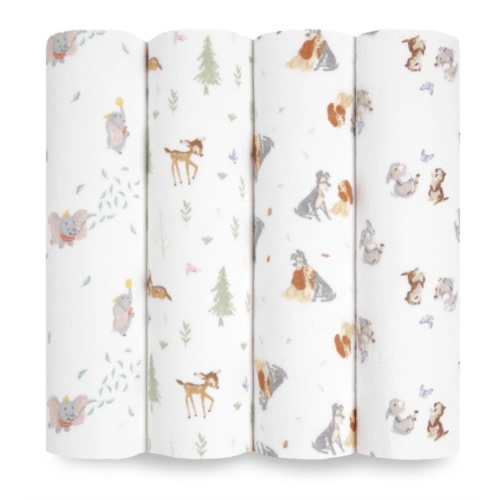 Disney + Friends Essentials Cotton Muslin Swaddle 4-Pack | aden + anais
