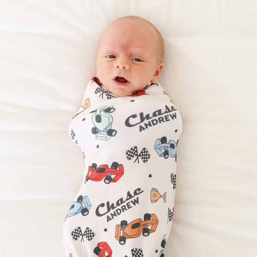 Pit Crew Personalized Swaddle Blanket