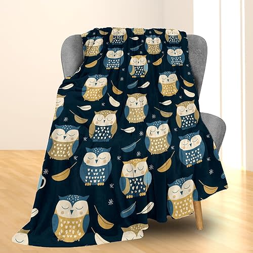 Cartoon Owl Blanket | Soft Warm Cozy Lightweight Flannel Throw Blanket Perfect for Couch, Bed, Decor, Travel & Outdoor Use, Fuzzy Blankets for Adults Kids Women Girls 60×50 in