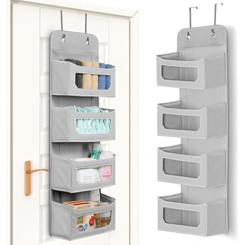 Utopia Home 4 Shelves Hanging Closet Organizers and Storage Organizer for Closet, RV Baby Kids Closet Door Organizers and Storage, Over The Door Organizer Nursery, Bedroom, Grey (Pack of 1)