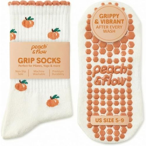 Peach & Flow Pilates Grip Socks for Women | Studio-Quality Non-Slip Reformer & Barre Socks | Arch Support, US 5-9