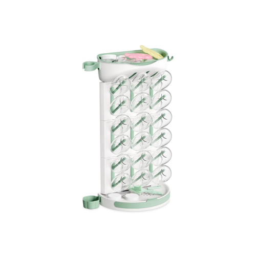 Momcozy DIY Larger Bottle Drying Rack for 18 Bottles, Space Saving Countertop Vertical Rack with Brushes Holder, Detachable Travel Bottle Rack for Baby Accessories & Pump Parts