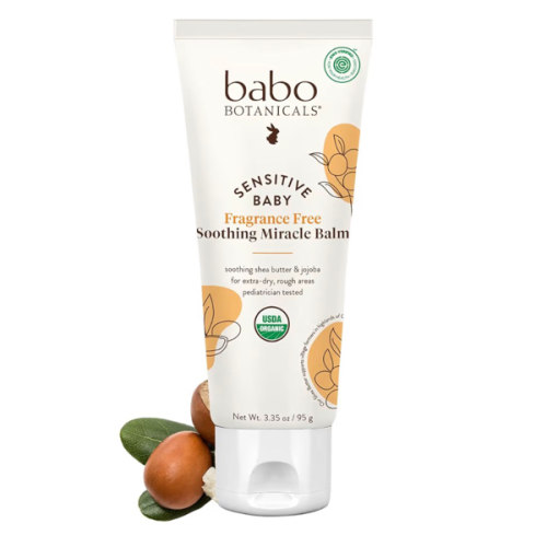 Babo Botanicals Sensitive Baby Fragrance-Free Soothing Miracle Balm - USDA Organic - All-Purpose Salve with Olive Oil & Shea Butter - For extra-dry, rough areas - EWG Verified - For Babies & Kids