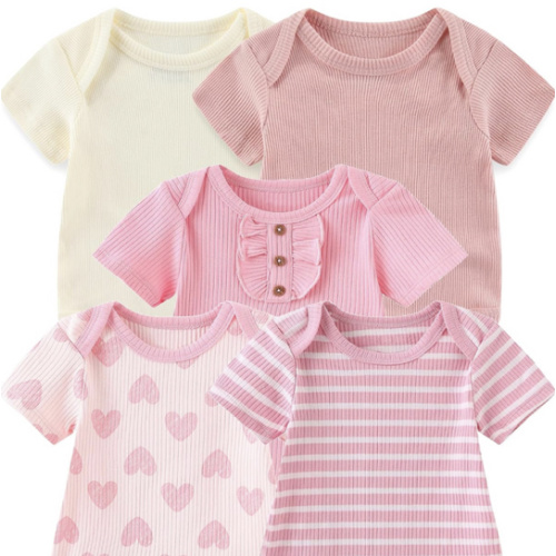 Baby Bodysuits Ribbed Mix Summer Newborn Boy Girl Clothes 5-pack