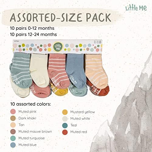Little Me 20-Pack Newborn Baby Infant & Toddler Unisex Socks, For Baby Girl or Boy, 0-12 & 12-24 Months, Assorted Size Pack