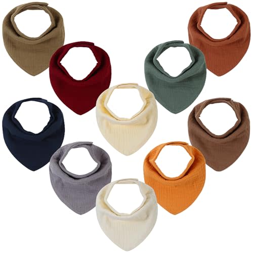 kyppuboo Baby Bibs for Drooling and Teething 10 Pack - Muslin Baby Bibs for Boys 0-6 Months, Baby Bandana Bibs 6-12 Months, Baby Essentials Newborn Infant Must Haves, Unique Baby Shower Gifts