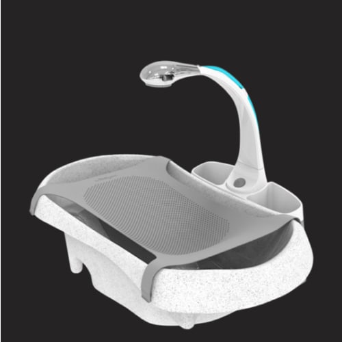 The First Years Rain Shower Baby Bathtub Set - Includes Infant Sling, Soothing Spray Shower Head, Fresh Water Tank and Built in Soft Brush - 3 in 1 Grow with Me Design - Baby Bath Essentials