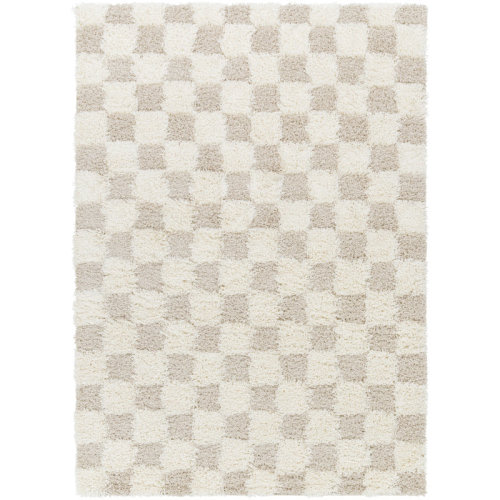 The Twillery Co.® Molly Checkered Machine Woven Polypropylene Area Rug in Cream/Light Beige & Reviews | Wayfair