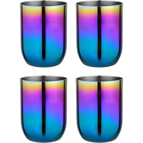 Ahimsa Stainless Steel Kids Cups, Pediatrician Designed, Colorful Toddler Cups for Open Cup Training, 8oz, 100% BPA Free & Dishwasher Safe, Rainbow, Set of 4