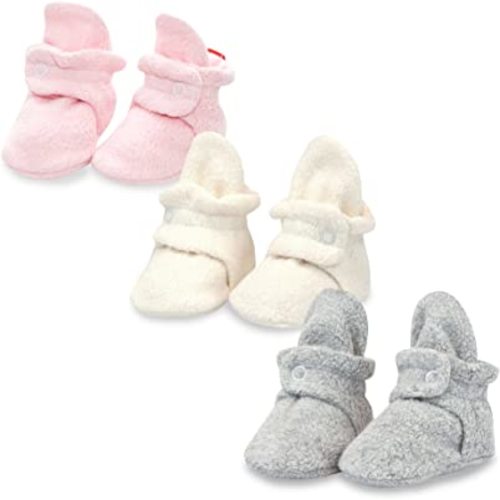 Zutano Unisex Fleece Baby Booties with Organic Cotton Lining, Newborn Essentials