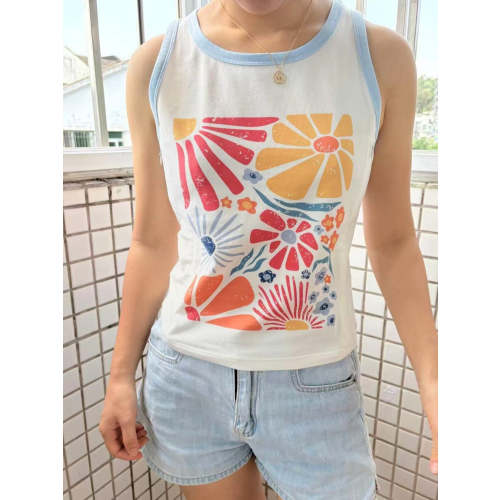Floral Nursing Ringer Tank Top