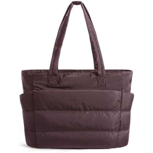 BAGSMART Tote Bag for Women, Lightweight Puffy Tote Bag with Compartments Shoulder Bag Handbag for Travel, Work, Gym