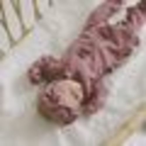 Organic Waffle Knit Ruffled Footie With Bow