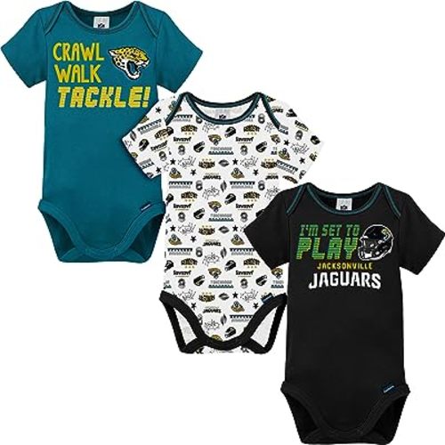Gerber NFL unisex-baby Nfl Team 3 Pack Short Sleeve Onesie Bodysuit