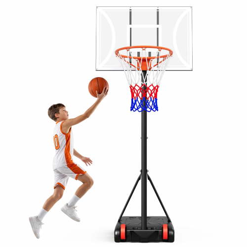 Toremore 29" Portable Basketball Hoop Outdoor, 3-7 FT Height Adjustable Basketball Goal System with Shatterproof Backboard for Kids/Teens in Backyard/Driveway/Indoor