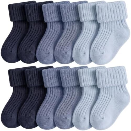 JenPen 6 Pairs Wool Preemie Socks Premature Turn Cuff Wool Socks