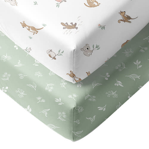 Living Textiles 2 Piece Australiana Organic Cotton Cot Fitted Sheet Set