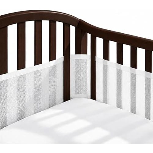 Full-Size Crib Breathable Mesh Liner, 3mm Classic Mesh, Baby-Safe (4FS Covers 3 or 4 Sides)(White)