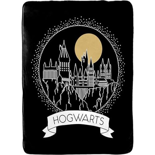Jay Franco Harry Potter Moonrise Blanket - Measures 60 x 90 inches, Kids Bedding Features Hogwarts - Fade Resistant Super Soft Fleece (Official Harry Potter Product)