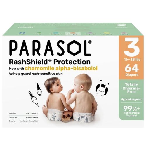 Parasol Chlorine-Free Diapers with RashShield Protection - Size 3 - 64ct