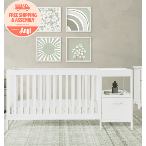 Delta Children Alice 5-in-1 Convertible Crib and Changer - Greenguard Gold Certified, Bianca White