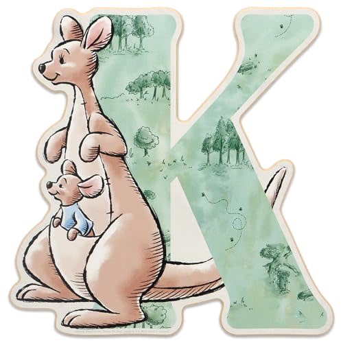 Open Road Brands Disney Winnie the Pooh Letter K Wood Wall Decor | Adorable Kanga Alphabet Initial for Nursery