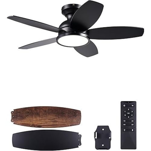 VONLUCE Ceiling Fans with Lights, 36 Inch Ceiling Fan and Remote, Full-spectrum LED Light, 3CCT, 6-Speeds Noiseless Reversible DC Motor, Modern Ceiling Fan for Bedroom Living Room Farmhouse, Black
