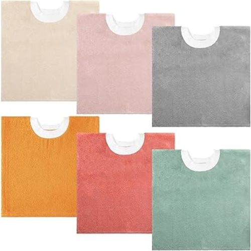 Foaincore 6 Pcs Pullover Baby Bibs Cotton Terry Toddler Absorbent Infant for Feeding and Drooling Towel Bib (Classic Colors)