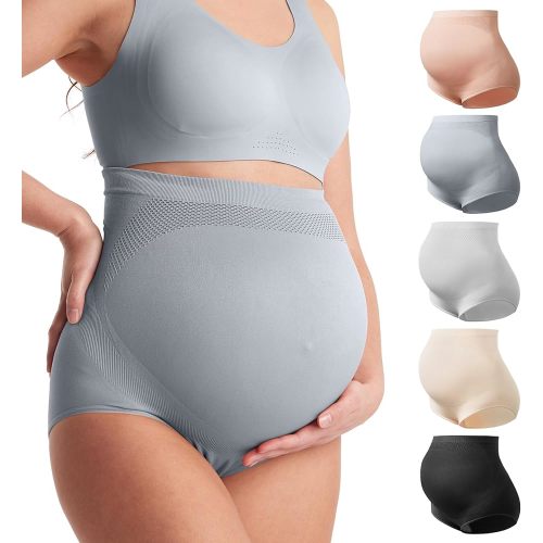Momcozy Women's Maternity High Waist Underwear Pregnancy Soft Seamless Maternity Underwear Over Bump