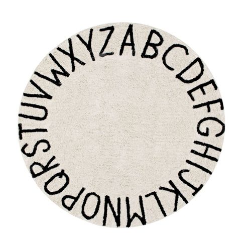 Lorena Canals Round ABC Washable Rug Black 5'