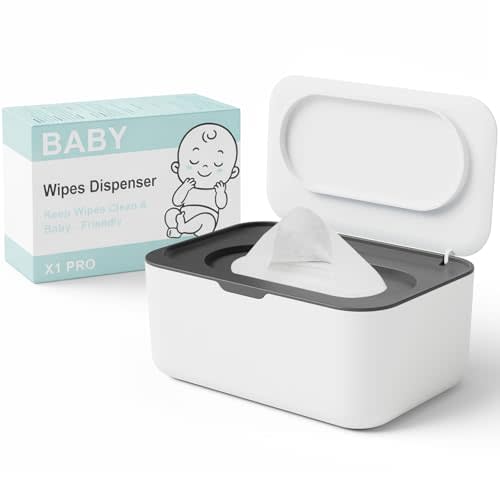 Wipes Dispenser, Wipe Holder for Baby & Adult, Seposeve Refillable Baby Wipe Container, Keeps Wipes Clean. Non-Slip, Easy Pull Wipes Pouch Case, Grey