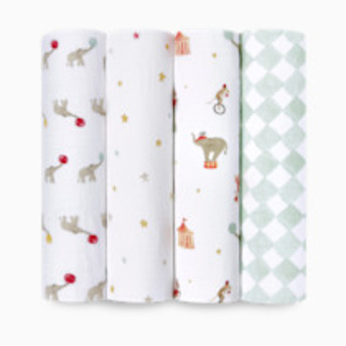 Aden + Anais Essentials Cotton Muslin Swaddles (4 Pack) - Elephant Circus