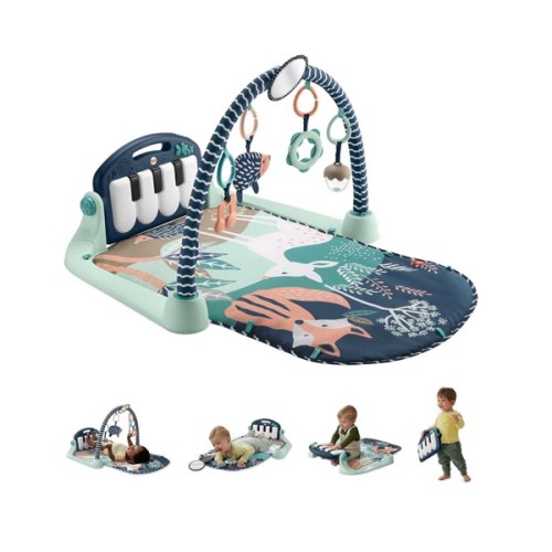 Fisher-Price Baby Playmat Kick & Play Piano Gym with Musical and Sensory Toys for Newborn to Toddler, Navy Fawn