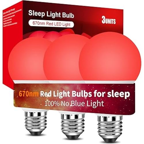 Aogled Red Light Bulbs for Sleep 9W E26,Red Night Light, 670nm LED Light Bulb for Melatonin, A19 60W Equivalent Dim Light Bulbs for Bedroom,Baby Nursery,Natural Sleep