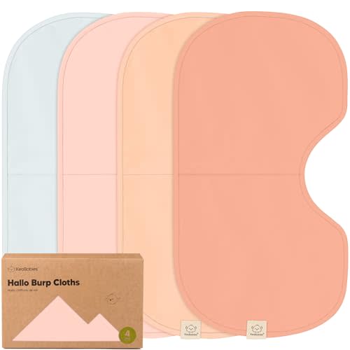KeaBabies 4-Pack Baby Burp Cloths Baby Girl, Boy - Organic Cotton Burp Cloth, Extra Large, Absorbent, Soft Burping Cloths & Bibs Set for Babies, Newborn Burp Clothes, Thick Burp Rags (Flora Dew)