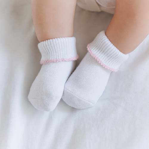 Baby Girl White Socks with Pink Trim - Pima Cotton – Magnolia Baby