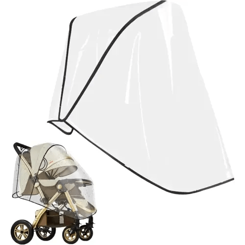 Universal Stroller Pram Rain Cover Large Durable Baby Travel Weather Shield for Summer Windproof Waterproof Protect from Dust Snow Double Protection Eye Protection Stroller Accessory Fits Most Pram