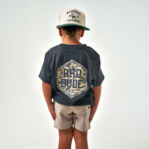 Youth Short Sleeve Tee - Rad Dude Deer Camo - Heather Black – BURLEBO