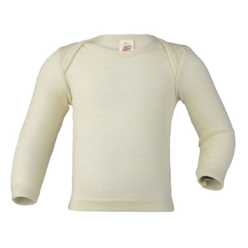 Engel Baby 100% Virgin Wool Envelope-Neck Long Sleeve Shirt - Natural | The Cheshire Horse