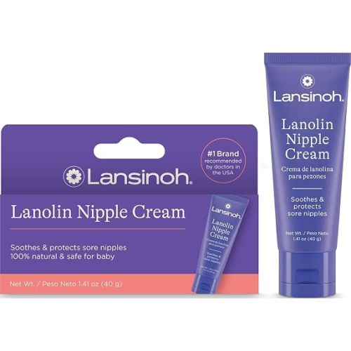 Lansinoh Lanolin Nipple Cream, 1.41 Ounces | Safe for Breastfeeding Baby, 100% Natural Nipple Butter, Breastfeeding Essentials, Postpartum Moms