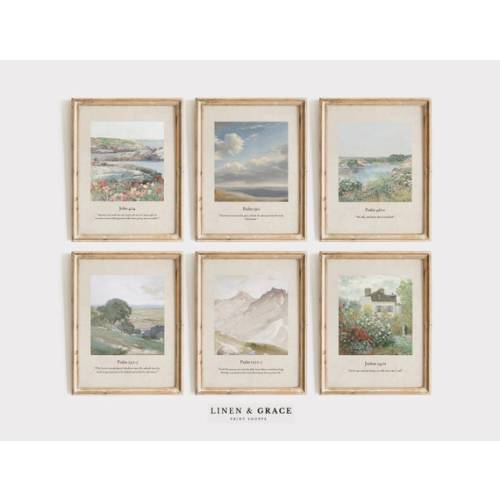 Christian Gallery / Set of 6 / Psalms 23 Scripture / Bible Verse Wall Art / John 4 / John 24 / INSTANT DOWNLOAD - Etsy