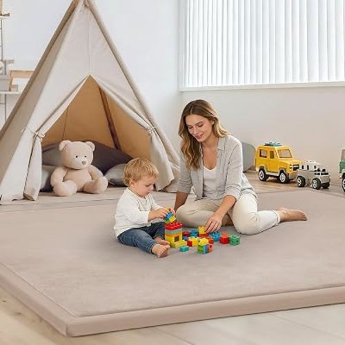 Baby Play Mat 1.3" Thick-59 X79 Area Rug for Floor Carpet Tapis Salon,Beige